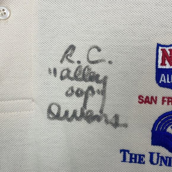 Rare R.C. Owens "Alley Oop' autographed 49er NFL Alumni cream polo men's L - Picture 2 of 15